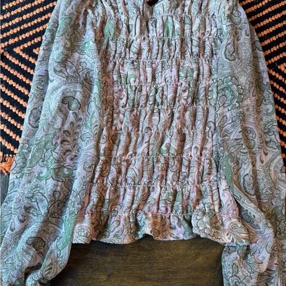 Sanctuary smocked blouse size large boho paisley - Picture 5 of 7